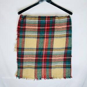 Classic Tartan Plaid Lightweight Scarf – Fall Accessory Cream Green Red